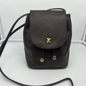 Paloma Picasso Dark Brown Leather Crossbody Bag with Gold Hardware